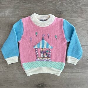 Harlequin Designs Baby 3D Carousel Sweater Cynthia McHinney Pink Blue Sz 18 Mos